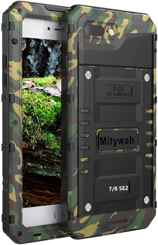 Vista 21 de Mitywah Funda impermeable compatible con iPhone 7 / iPhone 8, resistente y duradera, carcasa protectora de cuerpo completo, protección de pantalla