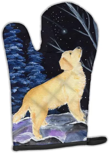 Caroline's Treasures SS8392OVMT Starry Night Golden Retriever - Mitón de horno grueso resistente al calor para sartenes calientes y horno, guante de