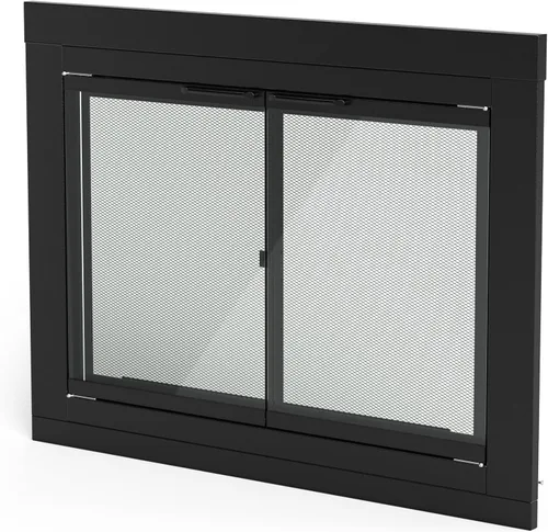 Vista 12 de Stanbroil Puerta de Chimenea de Cristal Estilo Bi-fold, Acabado Negro, Grande, Puerta de Pantalla Decorativa para Chimenea y Accesorios