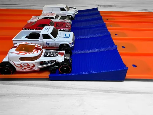 Vista 5 de 6 carriles de salto Compatible con el juego de pista de carreras de 6 carriles Super Hot Wheels Parada de 6 carriles (Azul)