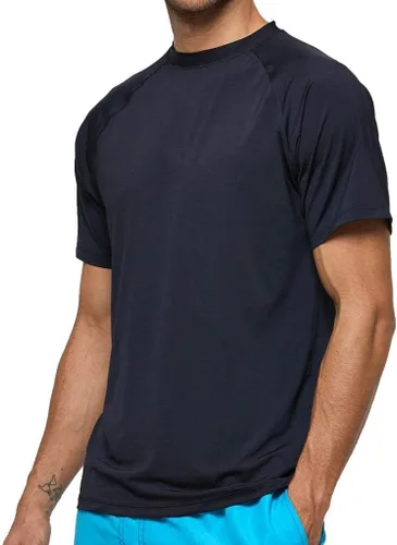 Vista 2 de Arcweg Rashguard Men Swim Short Sleeves Diving UV Protection UPF 50+ Elastic Rash Vest Loose Fit Top Swimming Quick Drying
