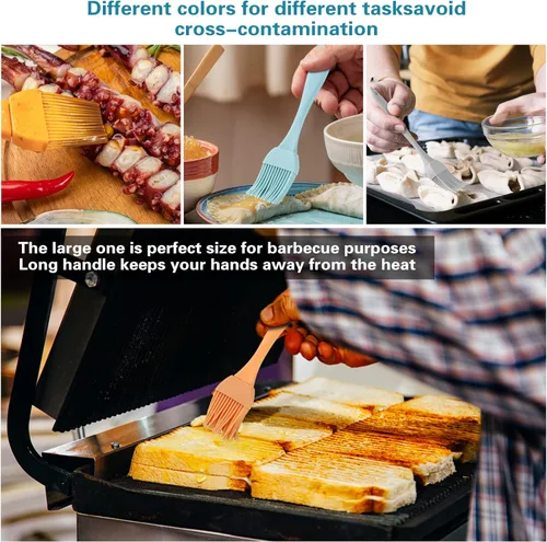 Vista 5 de 16 piezas de cepillo de silicona para pastelería - Cepillo de cocina para salsa de aceite, adobos de mantequilla, cepillos de alimentos