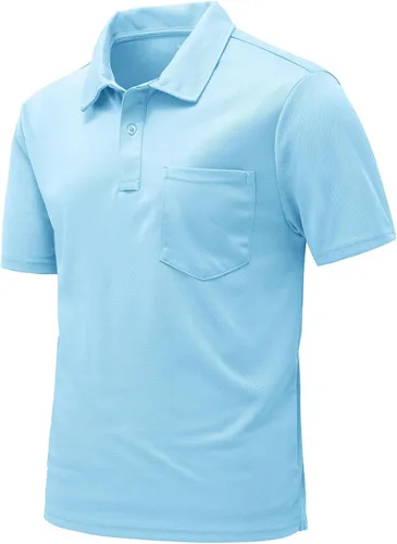 Vista 8 de Rdruko Camisas polo para hombre de manga corta, secado rápido, para golf y deportes al aire libre con bolsillo 01 Negro