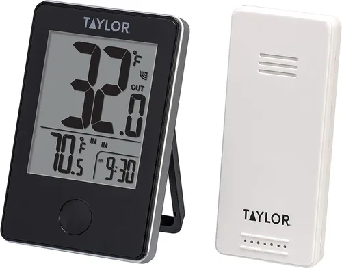 Vista 2 de Taylor Termómetro digital inalámbrico para interiores y exteriores (negro) y termómetro digital de nivel de comodidad e higrómetro (negro)