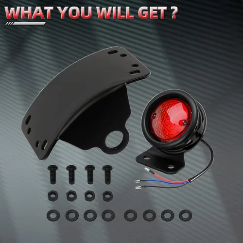 Vista 7 de Amazicha Luz de freno trasera LED para motocicleta de 1" con soporte, IP67 resistente al agua, luz trasera de montaje lateral para placa