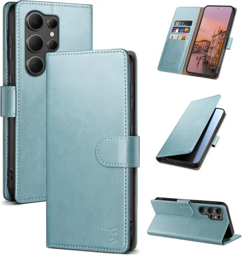 Vista 20 de SUANPOT - Funda tipo cartera para Samsung Galaxy S23 Ultra con bloqueo RFID, soporte para tarjetas de crédito, funda protectora de PU Leather