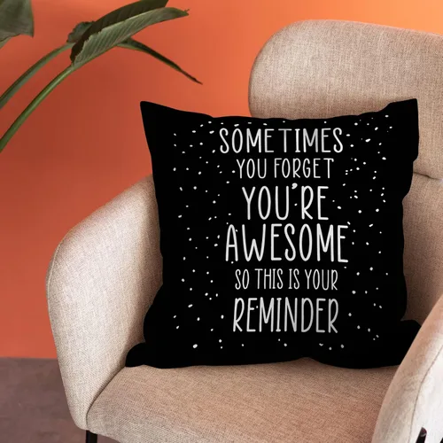 Vista 2 de Burosev Sometimes You Forget You're Awesome - Funda de almohada suave con citas inspiradoras, funda de almohada decorativa, decoración de refranes