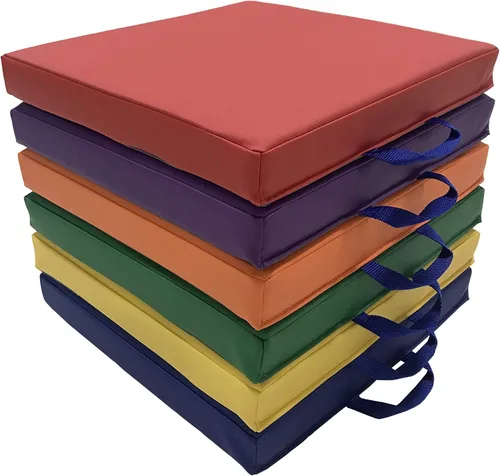 Vista 4 de SoftScape - Cojines de piso cuadrados de 15 pulgadas con asas; asientos flexibles para la educación a distancia en el hogar, guardería, preescolar
