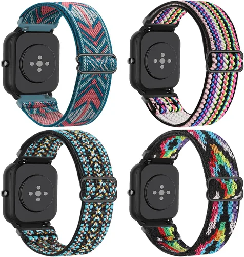 Vista 9 de Paquete de 4 correas elásticas de nailon compatibles con Amazfit GTS/GTS 2/GTS 2 mini/GTS 2e/GTS 3/GTS 4/GTS 4 Mini, correas de reloj suaves