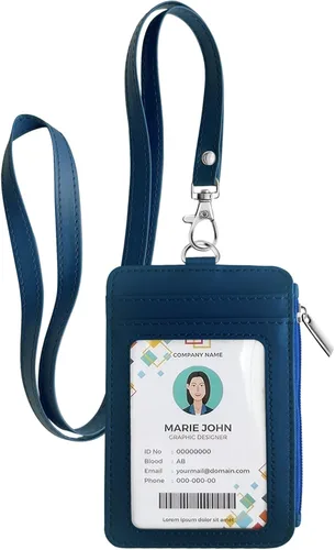 Vista 20 de Bolimoss Porta credenciales y chaleco con tarjetero 2 en 1, soportes para tarjetas de crédito con cordón de cuello desmontable, cartera de cuero