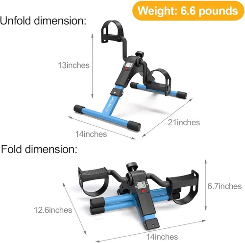 Vista 8 de MOMODA Under Desk Pedal Exerciser Mini Bike for Leg/Arm - Foldable Peddler with LCD Display for Home/Office