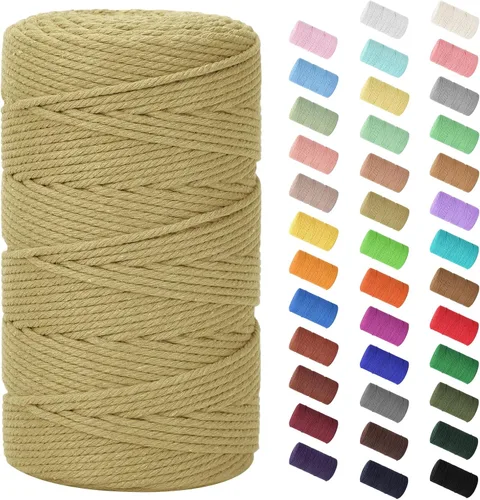 Vista 47 de Cuerda de macramé de 0.079 in x 220 yardas (656 pies), cuerda de algodón natural para colgar en la pared, ganchos de plantas, manualidades, Verde