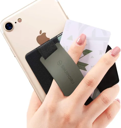 Vista 13 de Sinjimoru Tarjetero con agarre para teléfono con soporte para teléfono, billetera de agarre seguro para iPhone con soporte para mesa. Sinji Pouch