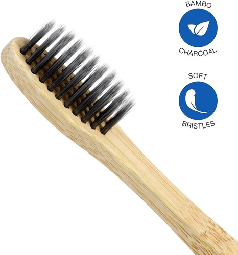 Vista 6 de Cepillos de dientes biodegradables de bambú compostables, ecológicos, con certificación FSC y aprobados por PETA, paquete de 8