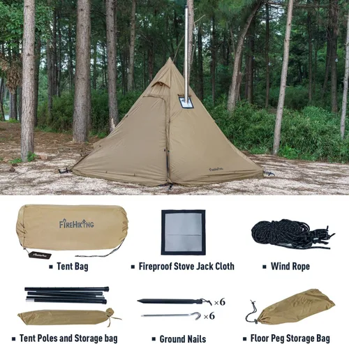 Vista 7 de FIREHIKING Tienda de campaña caliente para 2-4 personas Tipi Hunting, for Backpacking, with Stove Jack