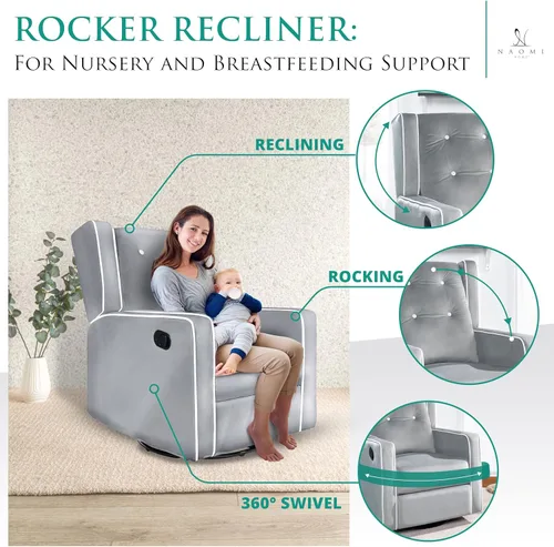 Vista 22 de Naomi Home Odelia - Sillón reclinable, mecedora, deslizador, giratorio