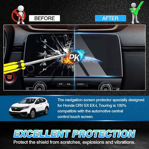 Vista 4 de Autorder Protector de pantalla para Honda CR-V CRV EX EX-L Touring 2017-2020 2021 2022 Película protectora de pantalla táctil de navegación 9H