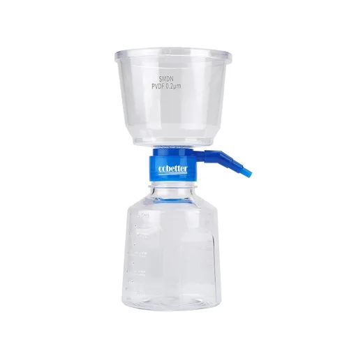 Unidades de filtro de vacío desechables de 16.9 fl oz con membrana hidrofílica PVDF de 0,2 μm, empaquetadas individualmente, paquete de 9