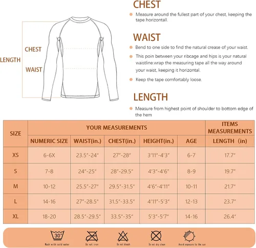 Vista 7 de TELALEO Youth Boys' Girls' Thermal Compression Shirt Long Sleeve Fleece Lined Base Layer Athletic Football Undershirt