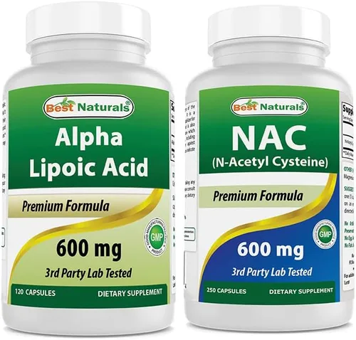 Best Naturals Ácido alfa lipoico 600 mg y NAC N-acetil-cisteína 600 mg