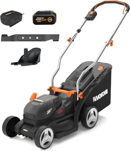 Vista 7 de WORX Nitro - Cortacésped inalámbrico de 40 V 21 pulgadas con Aerodeck e Intellicut, cortacésped eléctrico con velocidad variable, cortacésped