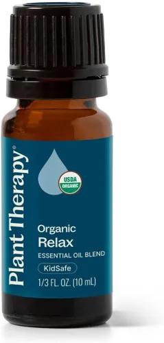 Plant Therapy Mezcla de aceites esenciales Organic Relax 100% puro, sin diluir, aromaterapia natural, grado terapéutico, 0.3 fl oz (1/3 oz)