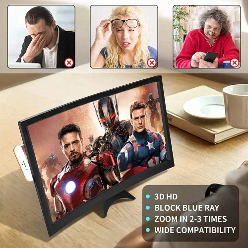 Vista 7 de ZAPION Lupa de pantalla curva 3D compatible con todos los teléfonos inteligentes Amplificador HD de 12 pulgadas, pantalla de aumento para películas