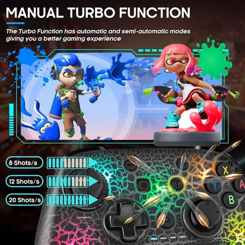 Vista 3 de Controlador de interruptor, controlador inalámbrico Pro para Nintendo SwitchSwitch OLEDSwitch Lite, controlador de interruptor inalámbrico LED