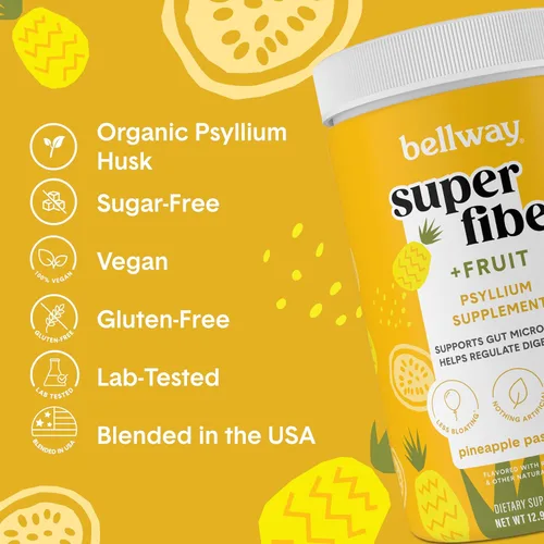 Vista 4 de Bellway Super Fiber Powder + Fruit, Cápsulas de fibra de piña y maracuyá