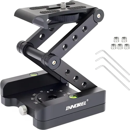 Vista 9 de Z-Flex - Cabezal de trípode inclinable, INNOREL MH5, aleación de aluminio CNC, todo metal, flexible, plegable, Z Pan de rotación horizontal de 360°