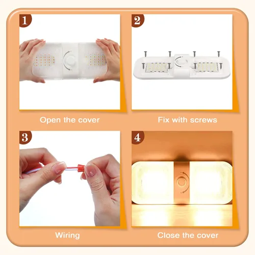 Vista 5 de Retisee 10 luces interiores de caravana de 1700 lúmenes, 3 colores de 12 V, luces LED de cúpula de techo con encendido/apagado para cámper