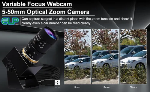 Vista 9 de ELP Cámara USB 4K con micrófono Lente Varifocal de 0.197-1.969 in Zoom manual Cámara web 8MP IMX317 Sensor 3840x2160@30fps UVC para Windows, Linux
