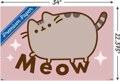 Vista 4 de Pusheen - Póster de pared de miau, 22.4 pulgadas de largo x 14.7 pulgadas de ancho, versión enmarcada en madera de granero Versión enmarcada Barnwood