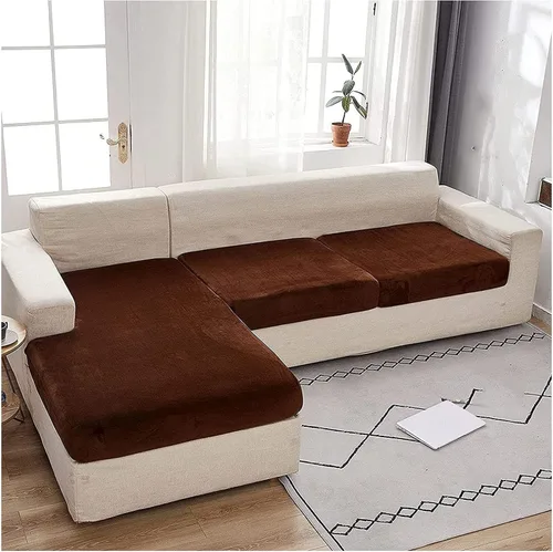 Vista 4 de Fundas para sofá seccional, fundas elásticas para sofá modular en forma de L, de terciopelo separado, funda de sofá para sofá de 1, 2, 3 plazas