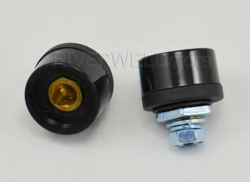 Vista 2 de RIVERWELD Cable de soldadura TIG Conector-Plug Negro DKZ10-25 200Amp Dinse Quick Fitting 2pcs