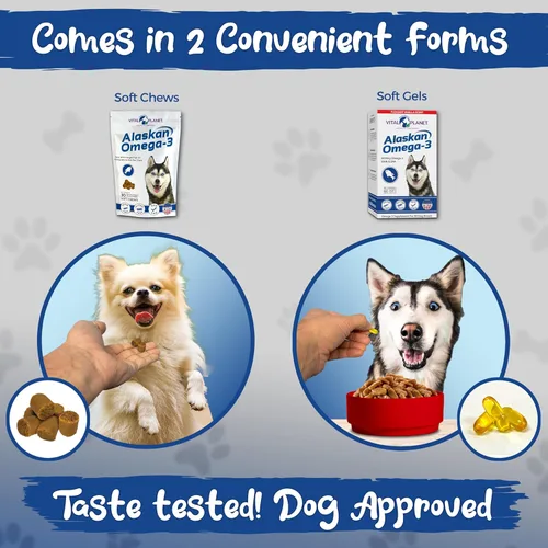 Vista 6 de Vital Planet - Masticables suaves con omega-3 de Alaska para perros, aceite de pescado salvaje de Alaska - 30 masticables suaves con sabor a nogal