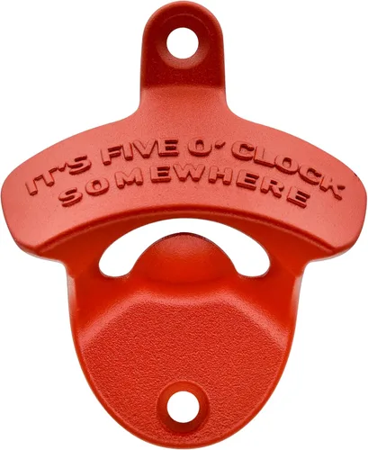 Vista 6 de Abridor de cerveza de montaje en pared, con rosca IT'S FIVE O'CLOCK SOMEWHERE, abrebotellas de bronce antiguo, para regalos