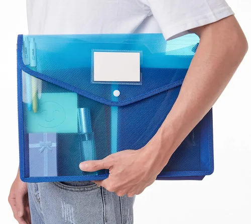 Vista 5 de Plastic File Folder Poly Envelope Expanding File Wallet Document Folder with Snap Button Closure, Legal Size, 5 Pack Large Waterproof Accordion File