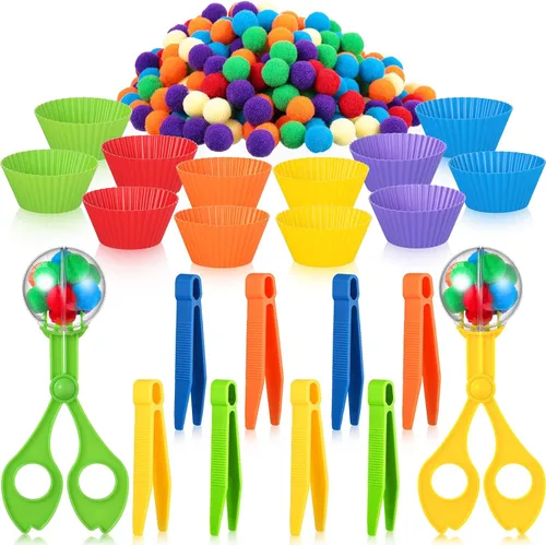 Juego de 142 Piezas para Habilidades Motoras Finas con Cucharas Prácticas, Relleno para Contenedor Sensorial, Incluye 12 Cuencos de Clasificación, 8