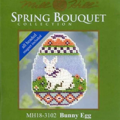 Vista 2 de Kit de punto de cruz con cuentas de huevo de conejo, Mill Hill 2013 Spring BouquetMH183102