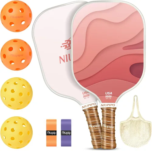 Vista 13 de niupipo Pickleball Paddles Set of 2 or 4, USAPA Approved Fiberglass Pickleball Paddle Set with Balls and Bag, Polypropylene Honeycomb Core