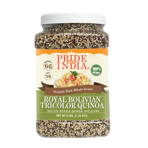 Pride Of India - Quinoa real boliviana natural de tres colores - Tarro de grano entero rico en proteínas, tarro de 3 libras