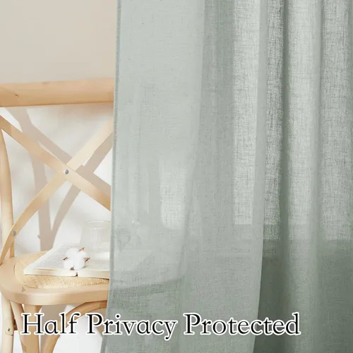 Vista 135 de RYB HOME Cortinas Cortas de Lino con Cenefas Swag - Niveles Semitransparentes para la Parte Superior de Ventanas, Decoración del Hogar con Filtrado