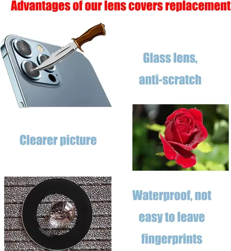 Vista 3 de Lente de cristal de la cámara trasera trasera 13 Pro/13 Pro Max compatible con iPhone 13 Pro / 13 Pro Max lente de cristal de la cámara trasera