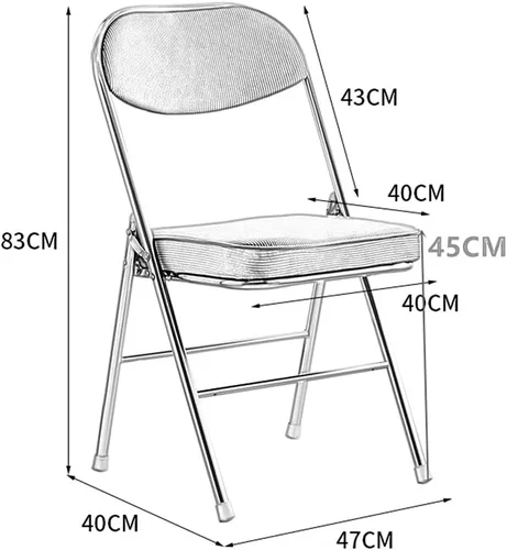Vista 2 de Sillas plegables para muebles, silla de escritorio, silla de camping, silla plegable con respaldo y marco de metal de acero resistente para sillas