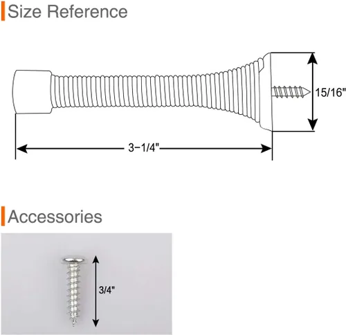 Vista 3 de Paquete de 18 topes de puerta de resorte negros - 3-1/4 pulgadas, topes de puerta de resorte flexibles con puntas de parachoques de goma negra