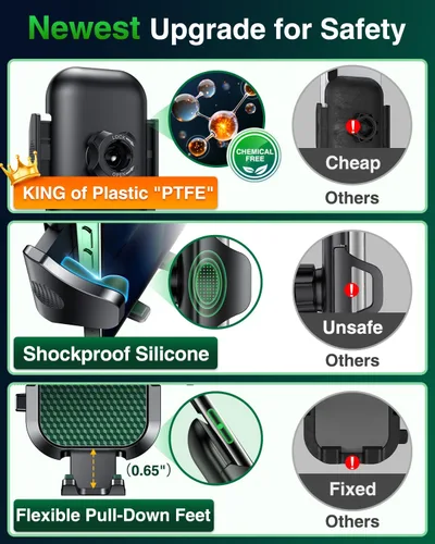 Vista 6 de VANMASS [Versión Pro] Soporte Universal para Teléfono de Coche [Ventosa Super Fuerte] Soporte de Teléfono para Salpicadero, Soporte de Teléfono