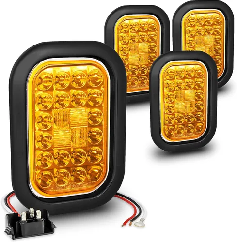 Vista 9 de TRUE MODS Kit de Luces Traseras LED Rectangulares Ámbar de 5x3 3x5 Pulgadas para Remolque [DOT FMVSS 108] [SAE I6 P P2] [Arandelas/Conectores]