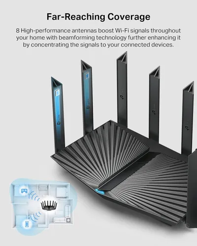 Vista 4 de TP-Link Router AX6000 Wi-Fi 6 (Archer AX80) - Banda doble, puerto WAN/LAN de 2.5 Gbps, transmisión de 8K, enrutador de Internet inalámbrico con modo