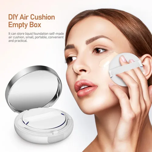Vista 9 de FOMIYES Contenedor de polvo de tamaño de viaje de 2 piezas para mujer, caja de soplo de polvo de maquillaje recargable, estuche portátil
